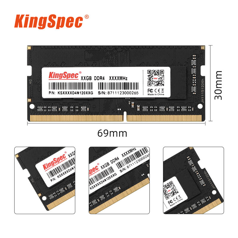 Memória KingSpec-DDR4 RAM para laptop, notebook, 1.2V, 8GB, 16GB, 32GB, 2666, 3200