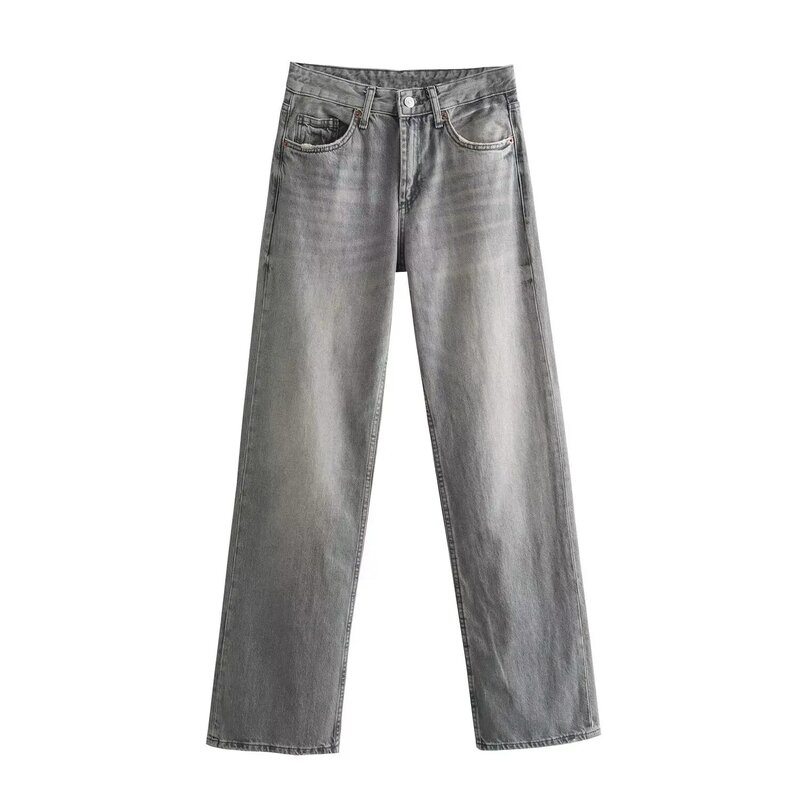Модные джинсы, новинка, прямые штаны со средней посадкой, узкие штаны с широкими штанинами