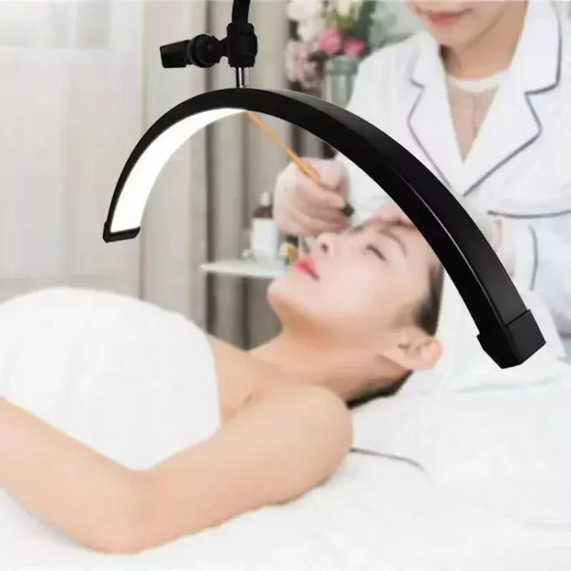 20inch Lash Lamp LED Half Moon Light Eyelash Extension Ring 3000K-6000K Dimmable With Phone Clip for Beauty Skincare Eyebrows