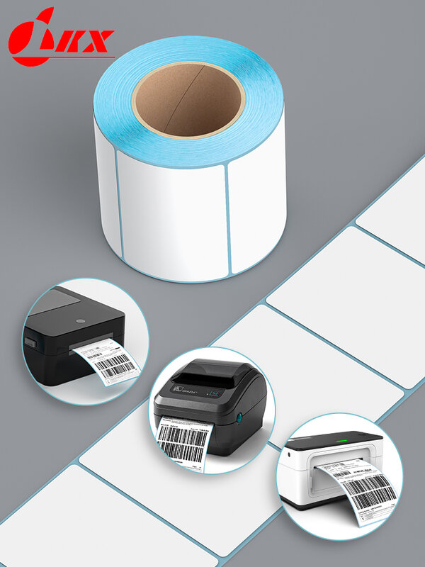 LKX-Etiquetas adhesivas de papel térmico impermeables, rollo de etiqueta de precio de código de barras, a prueba de aceite, 30-40-50-60-70-80MM de ancho, impresión directa en blanco