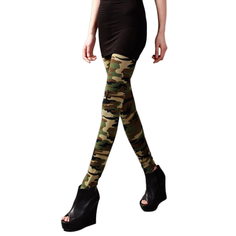 Double-Headed Zipper Invisível para Campo Namoro Mulheres Camuflagem Leggings Fitness Militar Exército Verde Calças Workout Pant