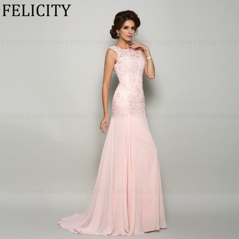 Różowa matka suknia dla panny młodej 2024 suknie ślubne dla gości z koronkowymi suknie wieczorowe bez rękawów