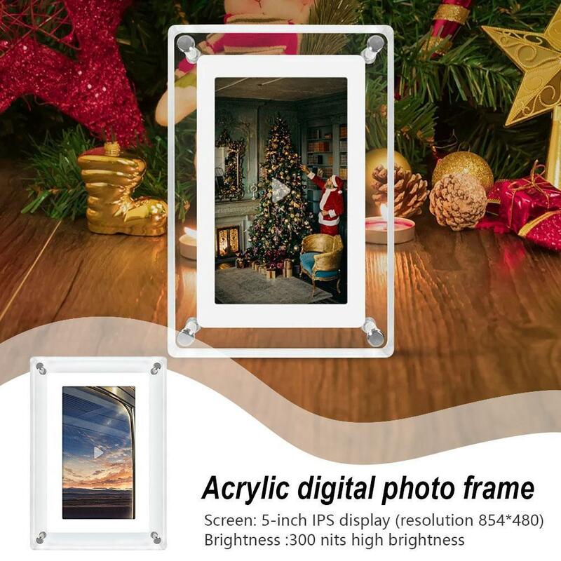 Cadre photo numérique en acrylique Smart Motion, lecteur vidéo, cadre photo, décoration d'intérieur, volume de mémoire 4G, 5/7 pouces, 1080p