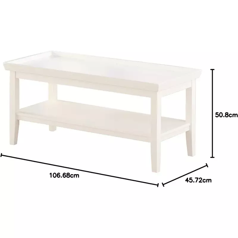 S Ledgewood-mesa de centro con estante, mueble de almacenamiento oculto, color blanco, para sala de estar