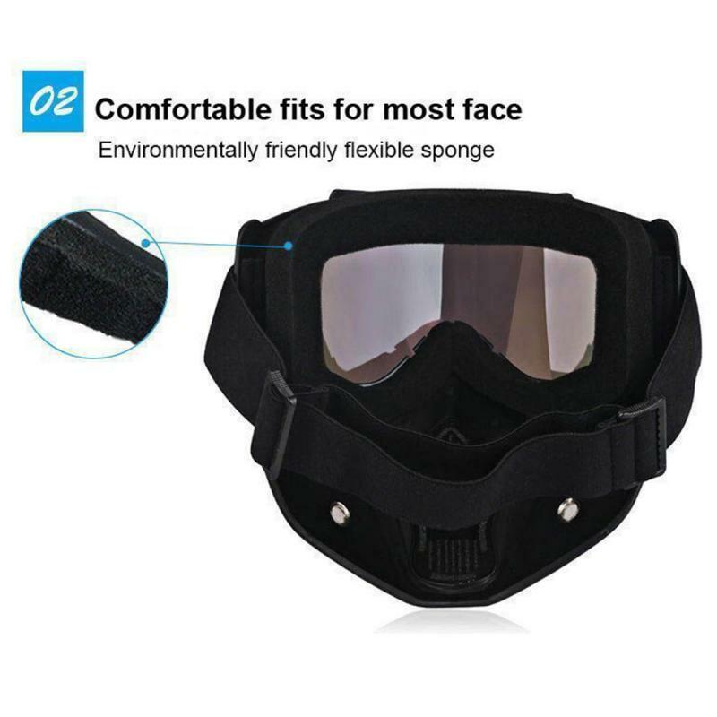 Unisex snowboard óculos de esqui máscara à prova de vento da motocicleta óculos de proteção de segurança destacável ciclismo com filtro boca