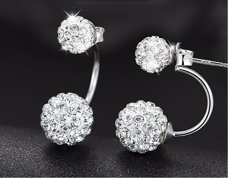 CHSHINE Promotion 925 Sterling Silver Fashion U Bend Shiny Shambhala Ball Ladies Stud Earrings Jewelry Free Wholesale Gifts