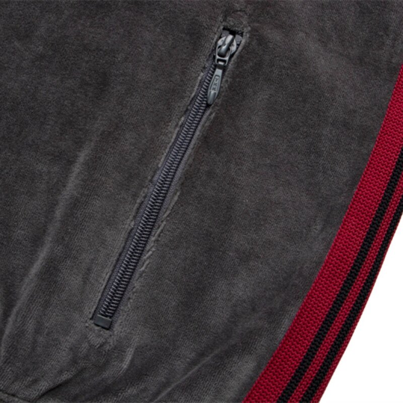 ストライプの刺stripeが施されたベルベットのスウェットパンツ,暖かいカジュアルなフード付きジャケット,良質,秋冬