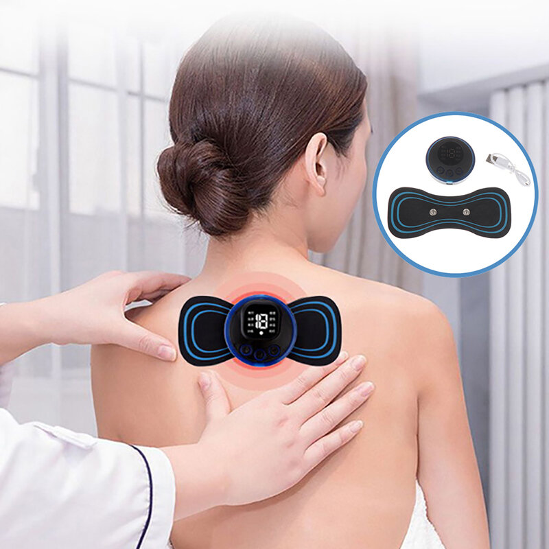 1 Set Portable EMS Neck Stretcher Electric Massager 8 Mode Cervical Smart Massage Patch Pulse Muscle Stimulator Relief Pain