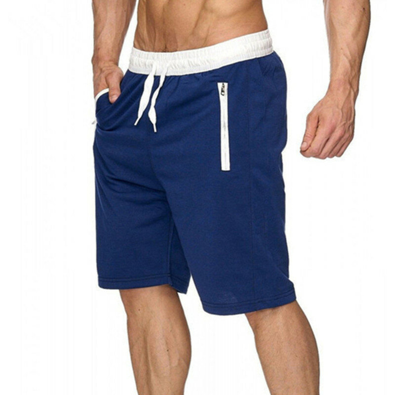 5-Zoll-Herren hose, einfarbige Casual-Sports-Shorts mit Reiß verschluss, sommerliche Shorts mit Kordel zug
