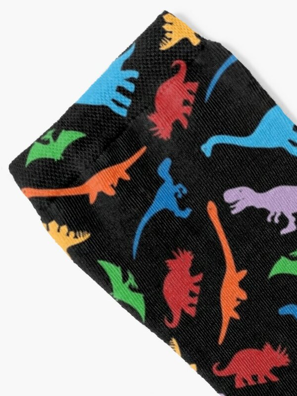 Meias de silhueta colorida para homens e mulheres, meias dinossauro, meias transparentes, fundo, meias felizes, 7 padrões