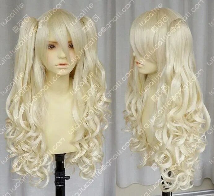 Wholesale  / seeU light blonde cosplay long curly wig + 2 clip on ponytail NO97