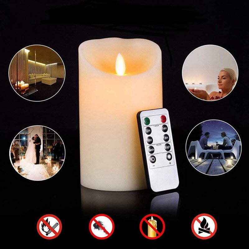 LED Candles, Flickering Flameless Candles, Rechargeable Candle, Real Wax Candles With Remote Control A