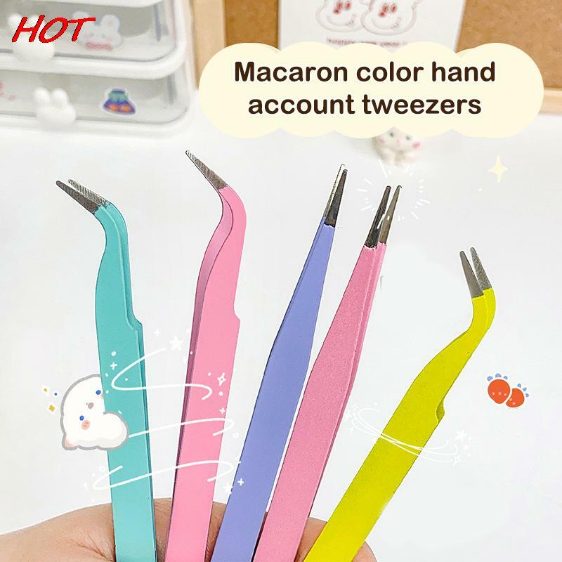 2Pcs New Candy Color Straight Curved Tweezers Tool For Journal DIY Scrapbooking Paper Tape Stickers Multi-Function Tool Tweezer
