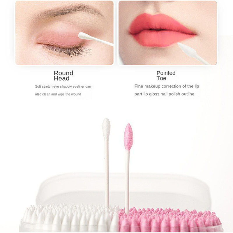 New 100/200/300pcs Pink Disposable Home Dual Heads Ear Cleaning Makeup Cotton Swabs Cleaning Tools Disposable Cotton Swabs 2#