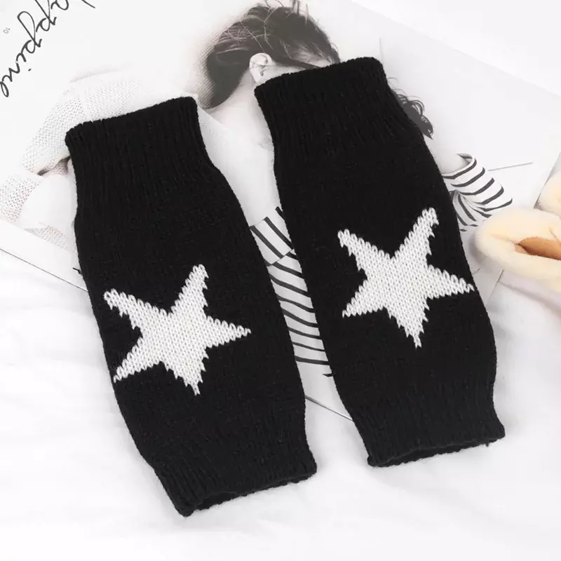 Guanti mezze dita lavorati a maglia guanti invernali morbidi caldi da donna per ragazza guanti Y2K manica ragazze Lolita Goth guanti senza dita