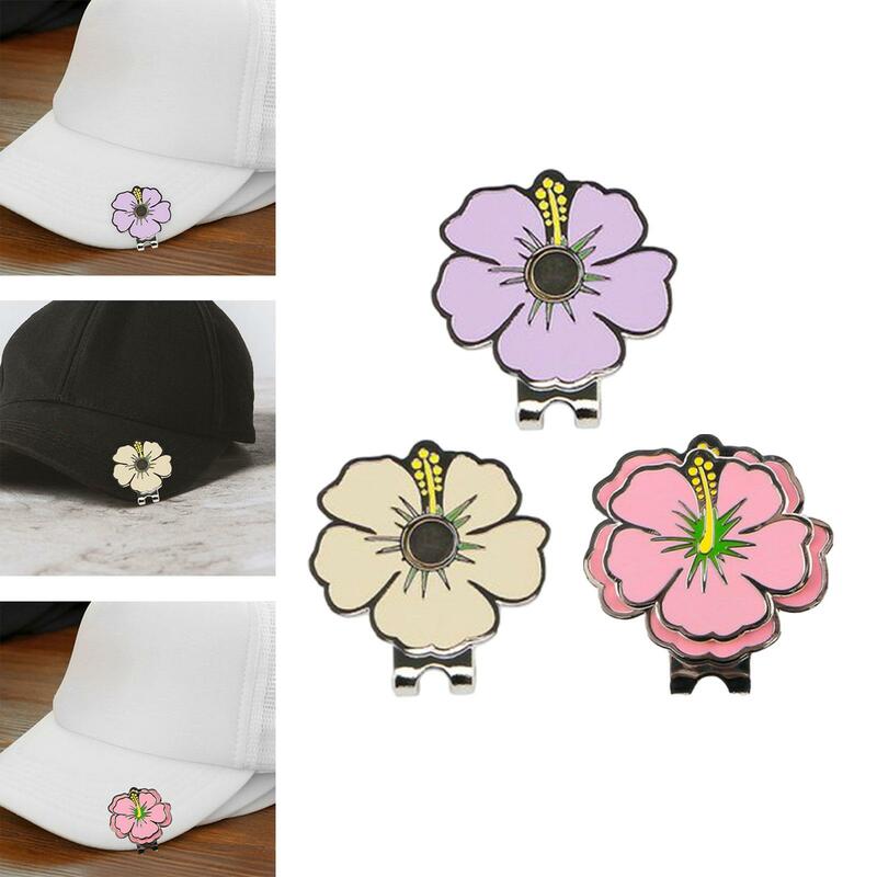 Marqueur de balle de golf fleur, couleurs vibrantes, porte-casquette, clip magnétique amusant pour chapeau
