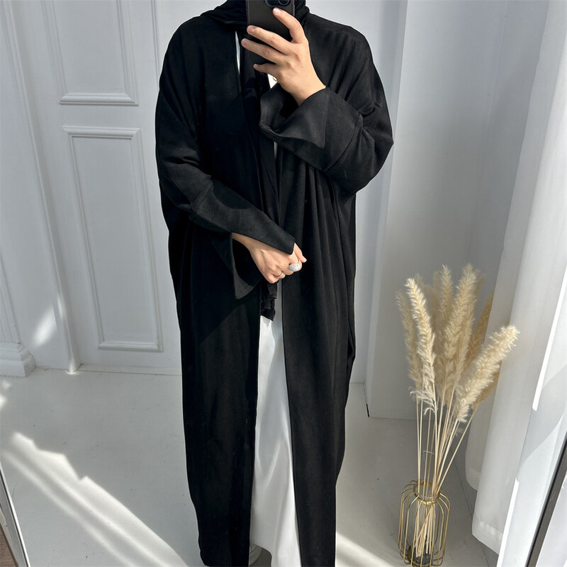 Dubai Saudi Casual Muslim Frauen öffnen Abaya Kimono Strickjacke Kleid Truthahn arabische Robe Islam Eid Ramadan Abayas Kleidung Kaftan Mantel