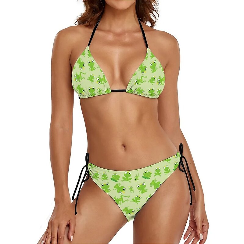 Baju renang Bikini tropis katak Set Bikini Pantai hewan capung bantalan Lily Push Up pakaian renang Modern Biquini dapat disesuaikan seksi wanita