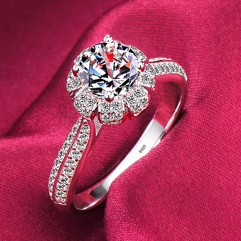 With Certificate Luxury Solid 925 Silver Rings High Quality Zircon Diamant Wedding Band Engagement Rings Gift Jewelry for Women
