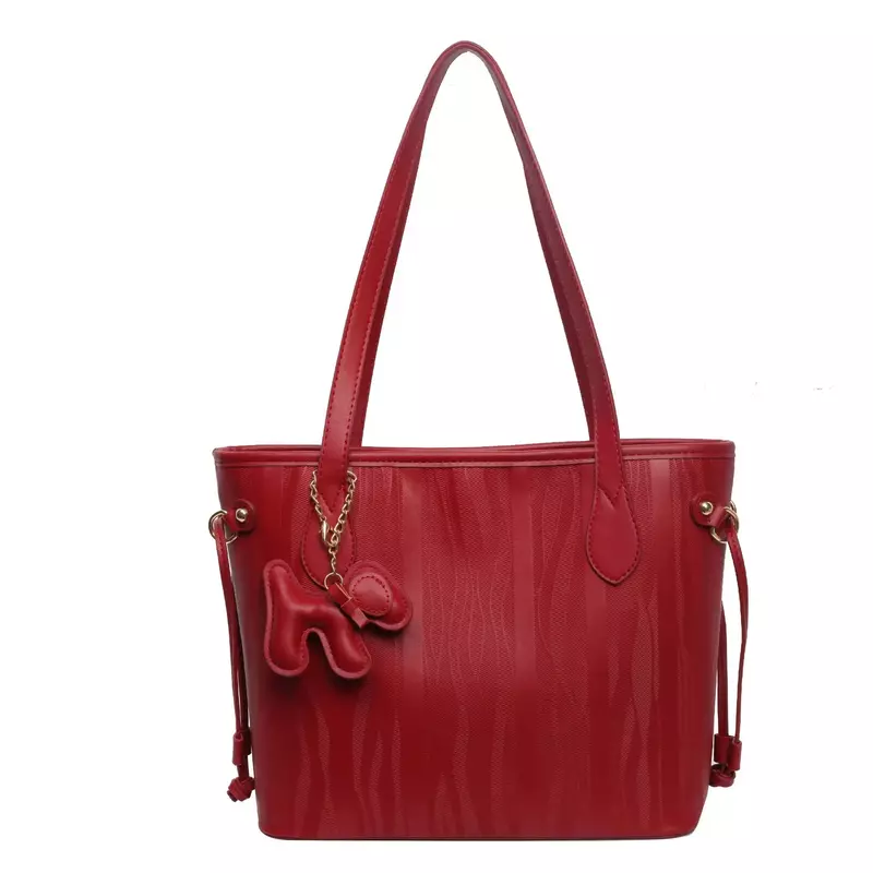 حقيبة حمل بسعة كبيرة ، حقيبة يد ذات نسيج أحمر ، أزياء التنقل ، حقيبة كتف