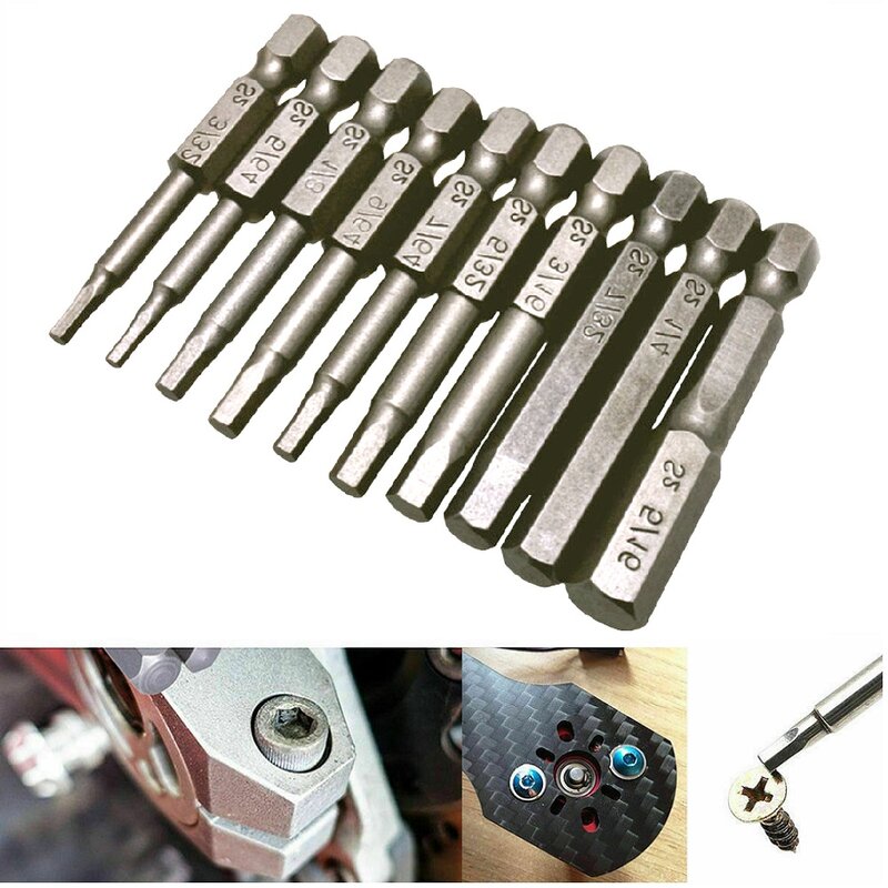 Drivers Screwdriver bits Quick Release 10pcs Drill Electric Hex Shank Imperial Magnetic Silver Tools Equipment