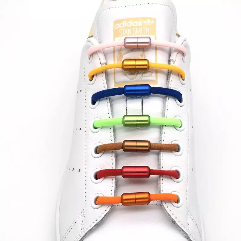 Lacci elastici senza lacci per Sneakers lucchetto in metallo colorato per bambini lacci per semicerchio per adulti lacci con fibbia a capsula pigra rapida
