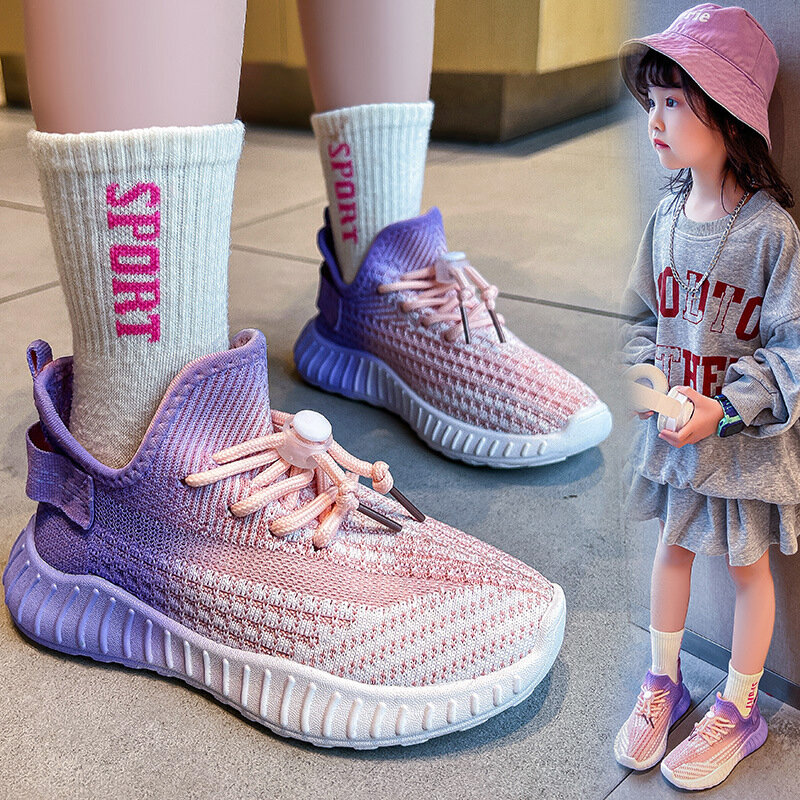 New Girls Children Air Mesh Shoes Breathable Boys Kids Sneakers Spring & Autumn Fashion Sports Casual Size 26-37