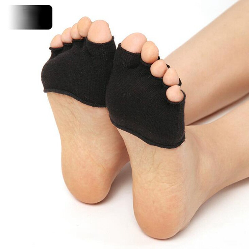 ห้านิ้วถุงเท้าผู้หญิงถุงเท้าที่มองไม่เห็นหญิงฤดูร้อนผ้าฝ้ายรองเท้าส้นสูงครึ่งปาล์มตื้...