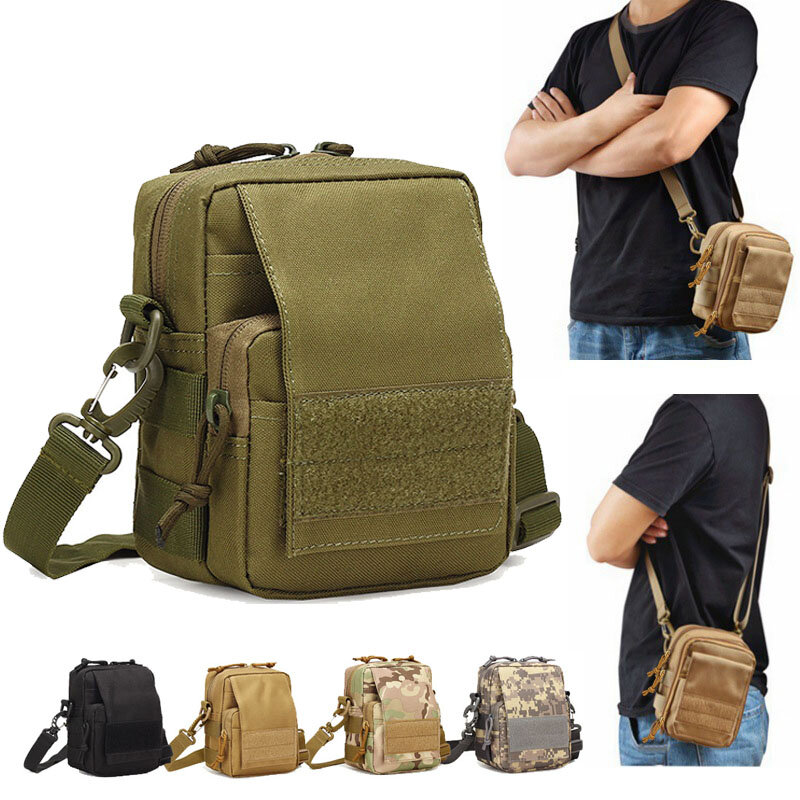 Bolsa de ombro de nylon impermeável para homens, bolsa tática Molle Multifuncional, Casual Edc Tool Bag, caixa do telefone móvel, bolsa de cintura de caça