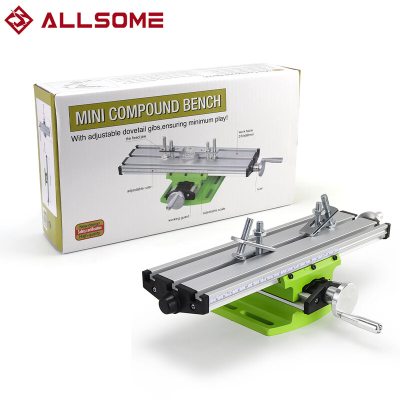 ALLSOME-Mini fresadora de precisión, tabla de deslizamiento transversal, mesa de trabajo, multifunción, tornillo de banco