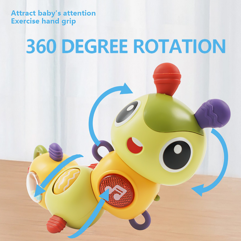Quebra-cabeça rotativo Caterpillar para bebê e criança, Som e Luz, Brinquedos Educativos com Iluminação, Música, Diversão, Educação Infantil
