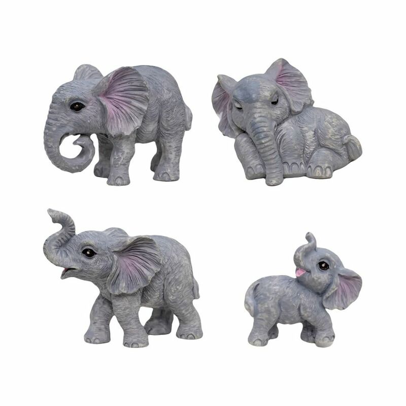 Mini Éléphant Multicolore en Résine, Jouet de Dessin Animé, Ornement de Voiture et de Jardin