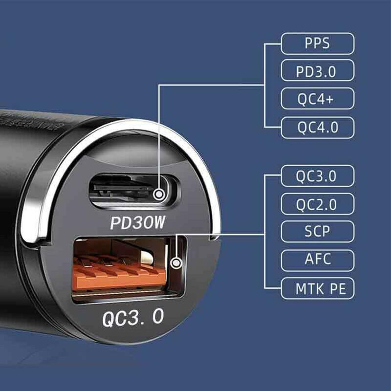 미니 차량용 충전기 라이터 고속 충전, 아이폰 QC3.0 미니 PD USB C 타입, 샤오미, 화웨이용, 100W