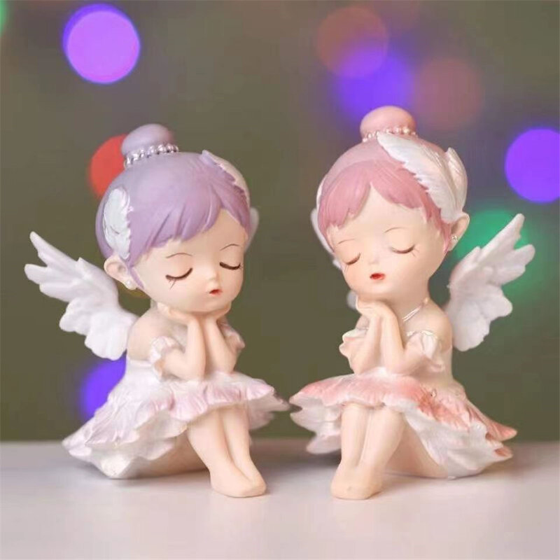 Cartoon Girl Figurines Ballerina Angel Statue Cute Decorative Desktop Decor Miniatures Ballet Girl Adorable Dashboard Decoration
