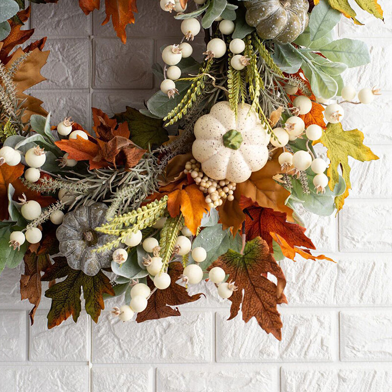 秋のカエデの葉とドアのための楕円形の花輪,収穫の装飾,フェスティバルの吊り花輪,感謝祭