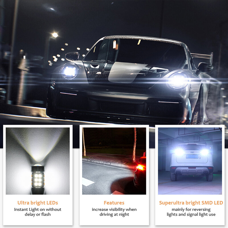 Bombilla LED superbrillante para coche, luz Canbus 921/2016SMD, sin Error, lámpara de marcha atrás trasera, señal trasera, 12V, color blanco, 3030 W16W T15, 2 unidades