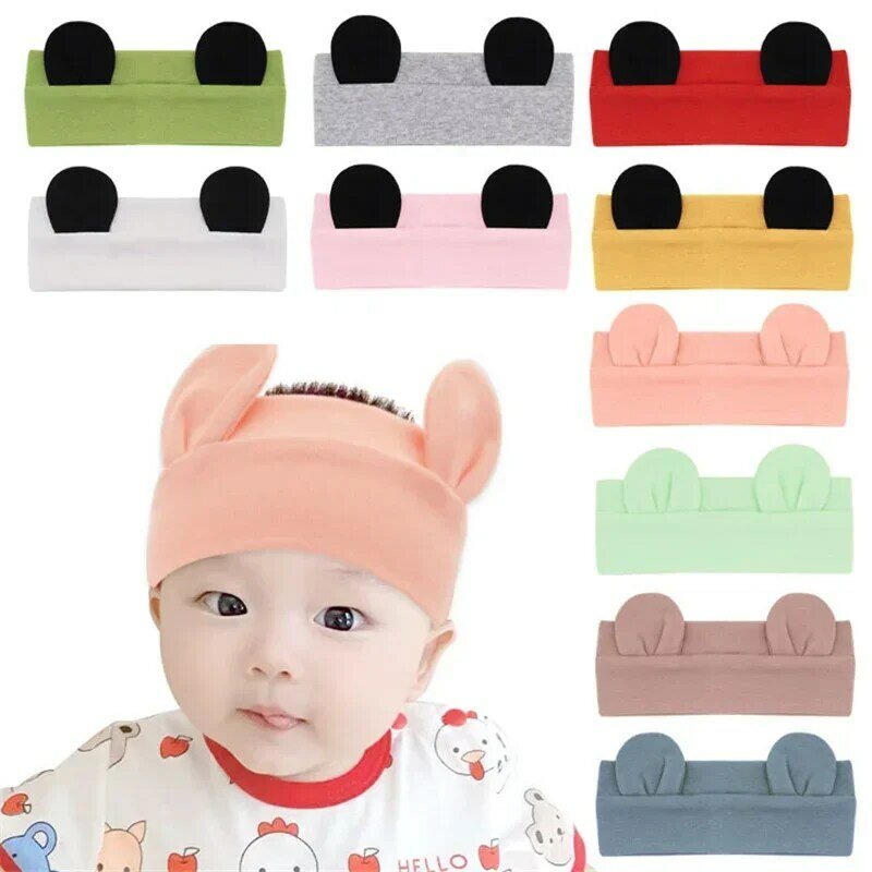 Fashion Bear Ear Hair Girls Headbands Cute Baby Elastic Hair Band for Children Solid Turban Kids Hair Accessories