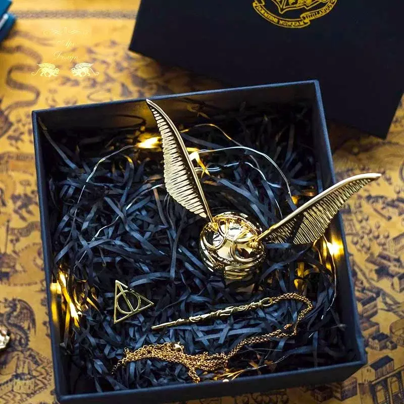 Caja de anillo de Snitch dorada, organizador de almacenamiento de joyas de lujo movible, expositor de collar, propuesta de cumpleaños, Ideas de caja de regalo