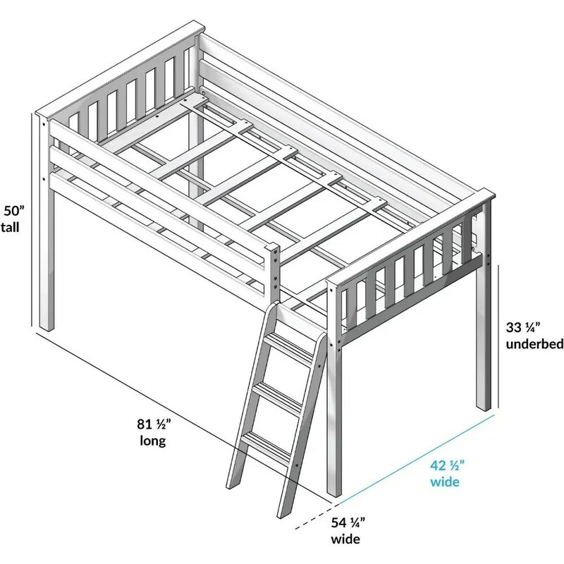 Cadre de lit pour enfants, cadre de lit pour enfants, loft bas, jumeau pour enfants