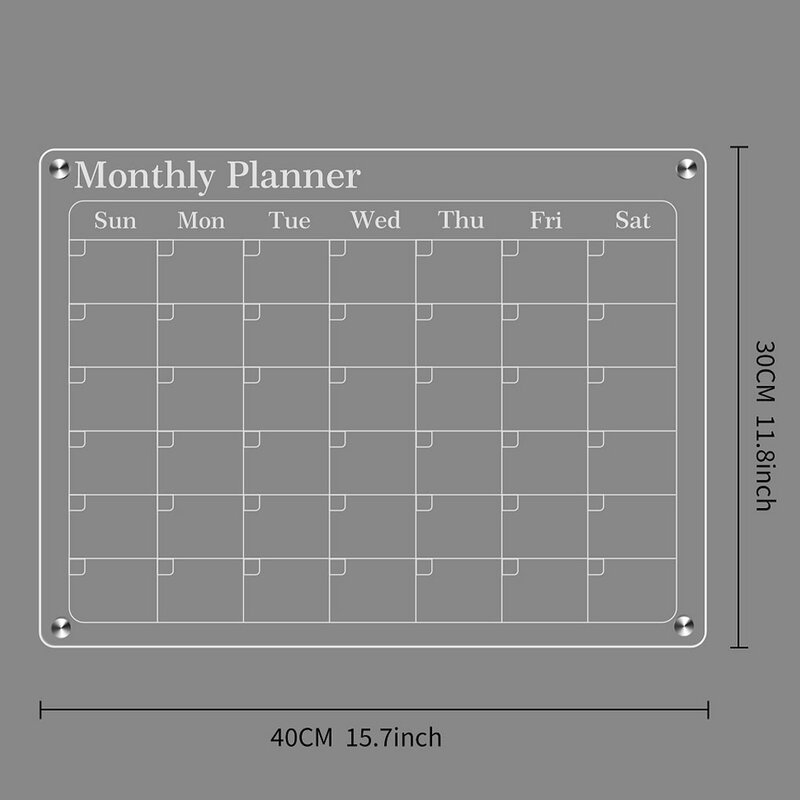 カスタマイズ可能なアクリル乾式磁気カレンダー、用途の広い空白のボード、磁気乾式消去ボード、23x33cm