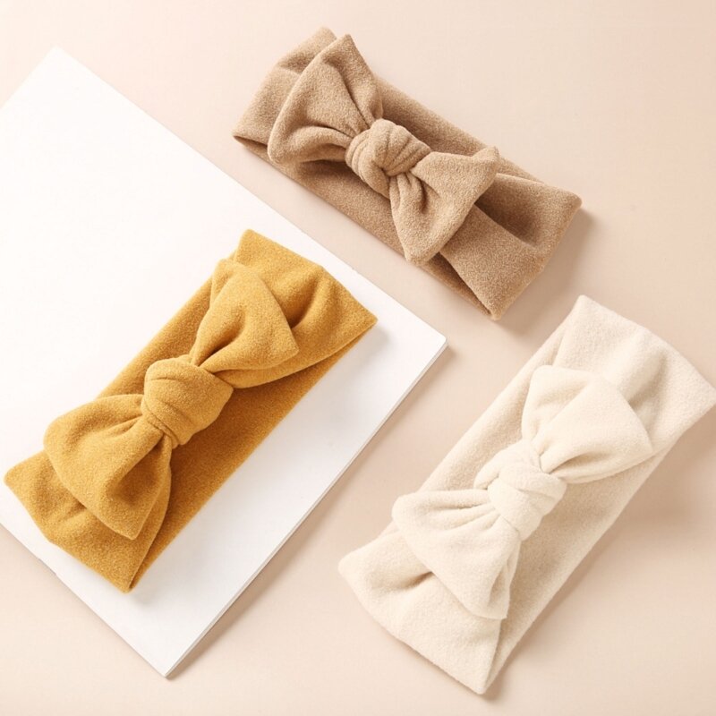 Cashmere Baby Headband Solid Color Big Bow Toddler Baby Girls Hair Bands Soft Elastic Kids Turban Headband Hair Accessories