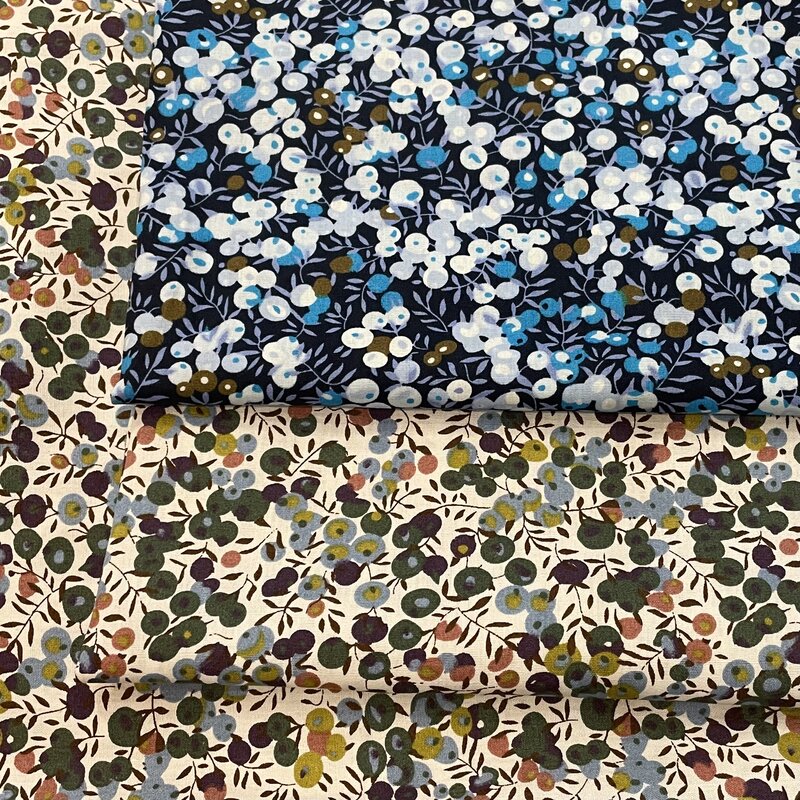 Blueberry 40S Tissun Liberty kapas Poplin kain untuk anak-anak bayi jahit kain gaun rok DIY buatan tangan Patchwork Meter 2023