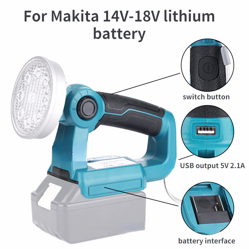 リチウム電池付きの新しいLED懐中電灯,14.4V-18V,makita milwaukeeエンボス加工,タイ