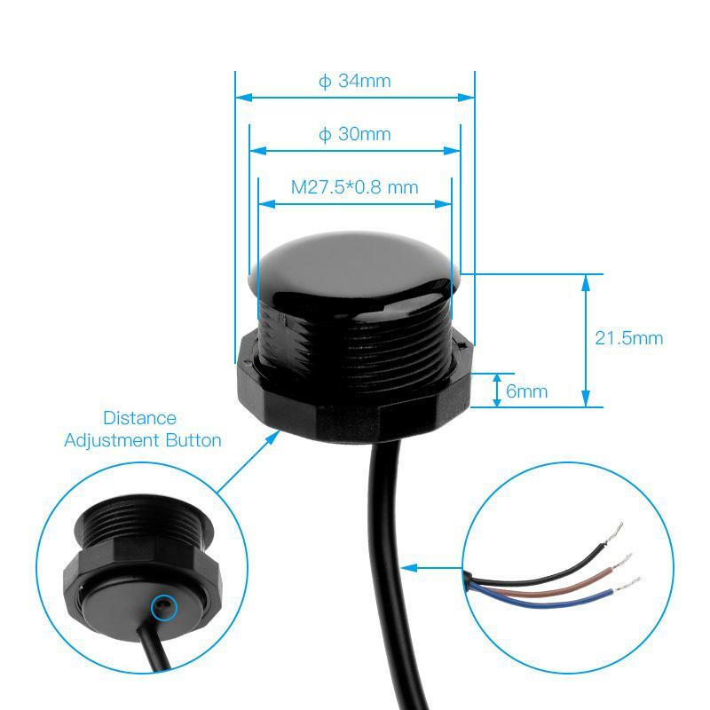 Interruptor de Sensor de rango láser a prueba de agua, dispositivo inteligente sin contacto, 5-200cm, 5mA, 5V-24V CC, IP67