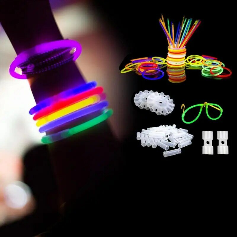 Светящиеся палочки, светящиеся браслеты, объемные разноцветные неоновые блестящие ожерелья, аксессуары для дня рождения, Пасхи
