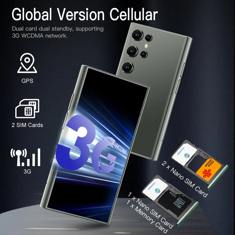 SOYES Smartphone3G S23 PRO MINI WCDMA หน้าจอ3.0นิ้ว2ซิมแอนดรอยด์ OS GPRS กล้องคู่ Wi-Fi Hotspot Type-C ซูเปอร์สมาร์ทโฟน