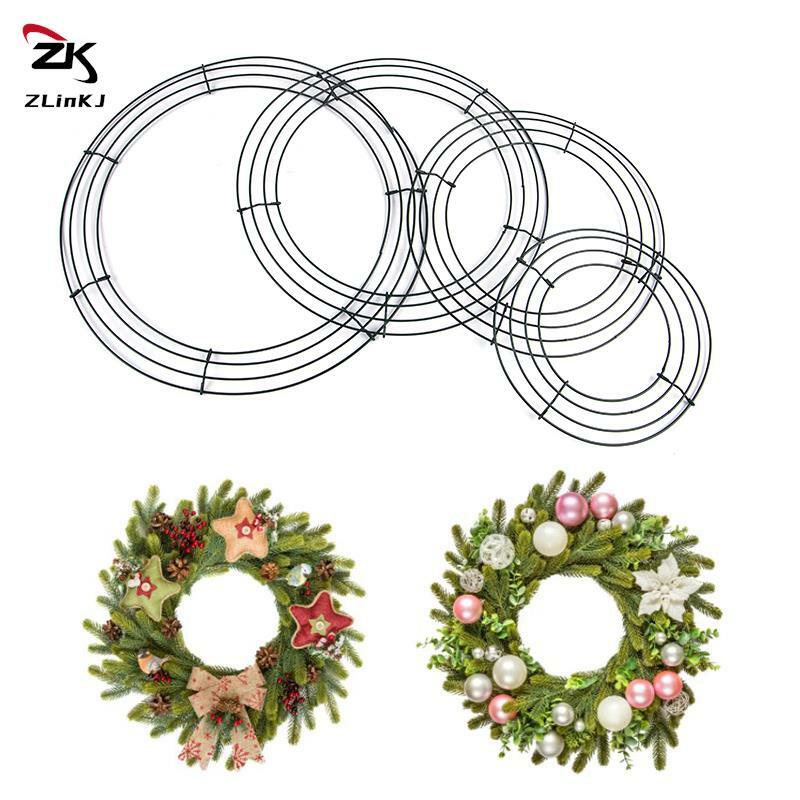 8/10/12/14inch Round Hoop DIY Christmas Decoration Wire Wreath Frame Wall Hanging Sturdy For Wedding Metal Gardening Decor