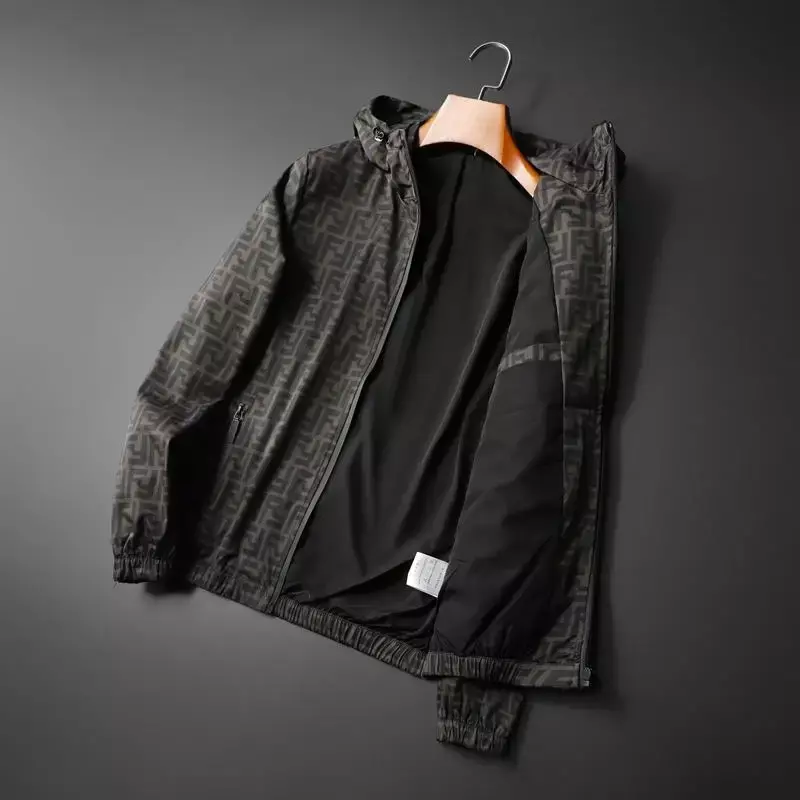 남성용 레터 프린트 얇은 재킷, 가벼운 럭셔리 트렌디 슬림 핏 의류, 남성용 후드 재킷, 가을