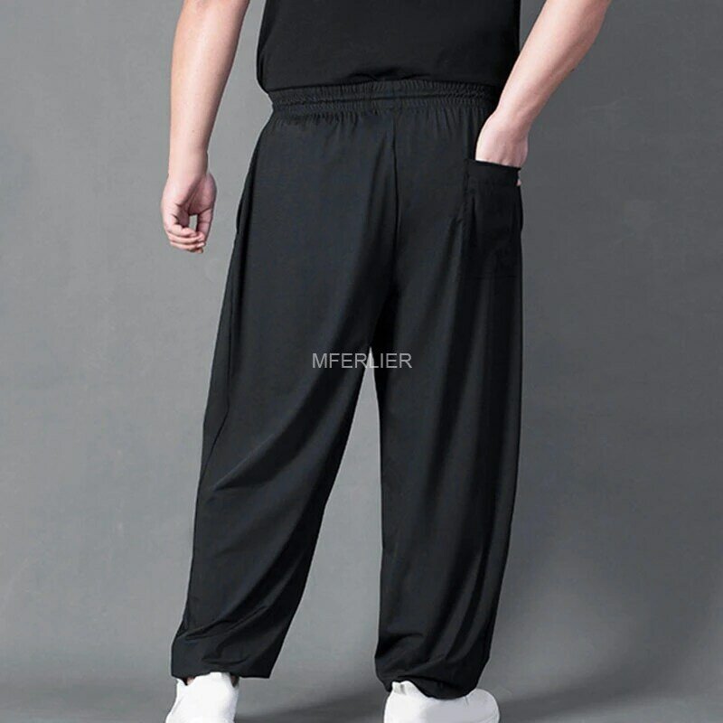 Летние свободные штаны 10XL 190 кг 9XL тонкие Стильные черные мужские штаны оверсайз