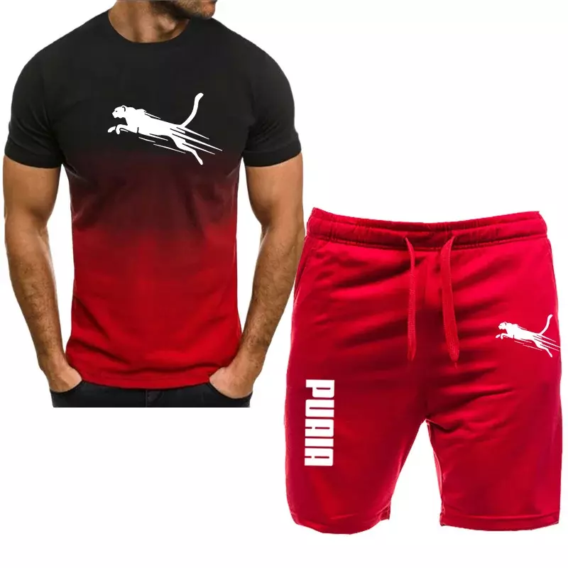 Conjunto esportivo respirável masculino, camiseta e shorts de corrida, casual, novo, 2 peças, 2024